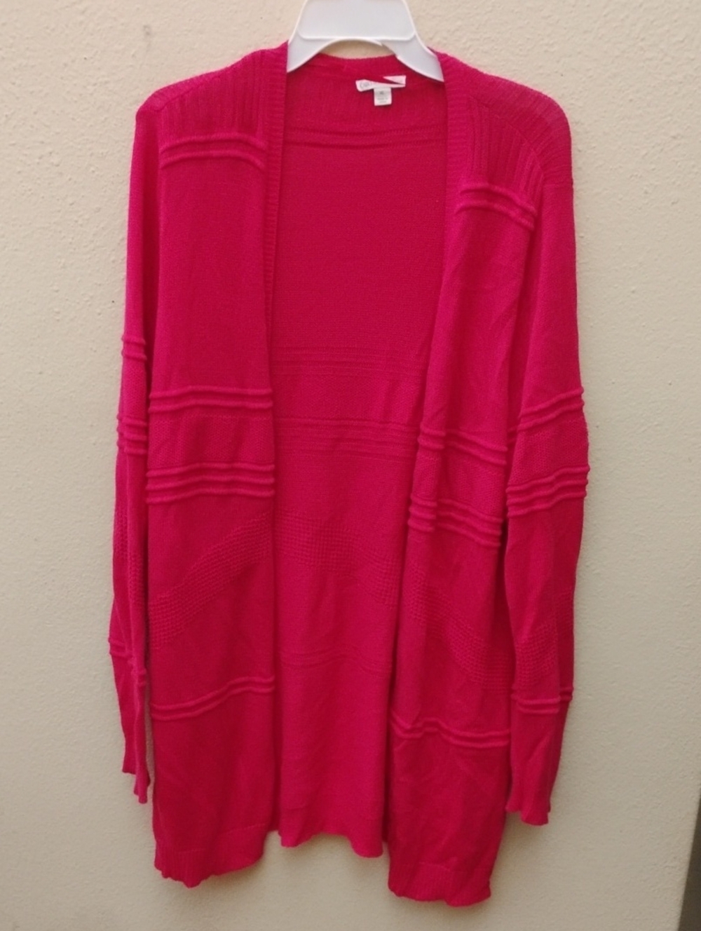 Cato Open-Front Hot Pink Knit Cardigan